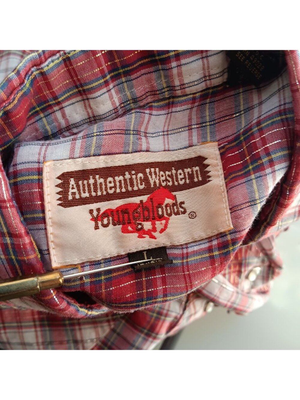 Vintage Western Shirt Large Men's 1980's Shiny Thread Red Plaid Buttery Thin Lg